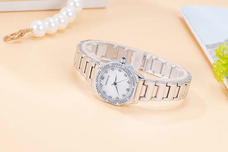 Women's Rose Gold Diamond Encrusted Quartz Watch — feature 4