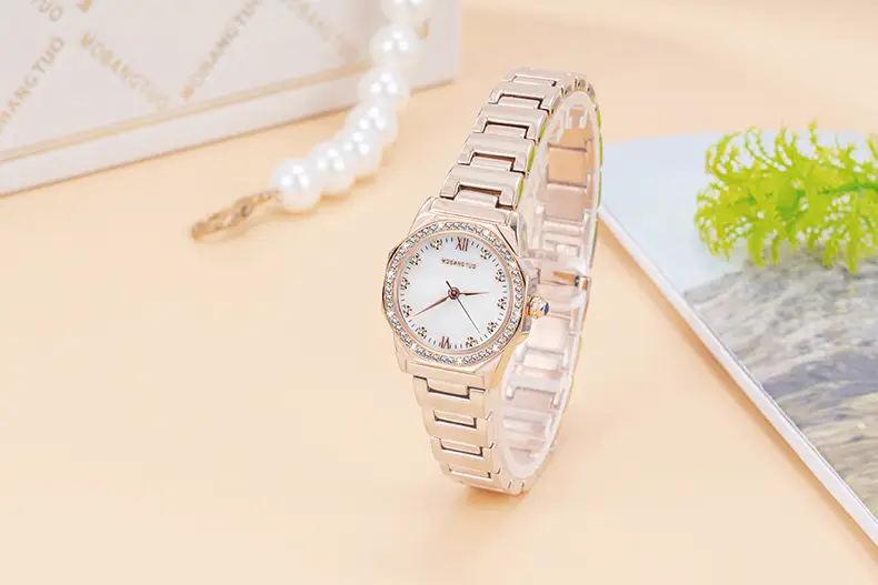 Women's Rose Gold Diamond Encrusted Quartz Watch — feature 6