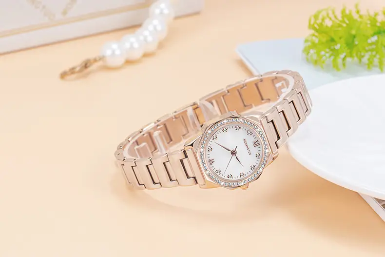 Women's Rose Gold Diamond Encrusted Quartz Watch — feature 7
