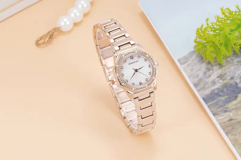 Women's Rose Gold Diamond Encrusted Quartz Watch — feature 8