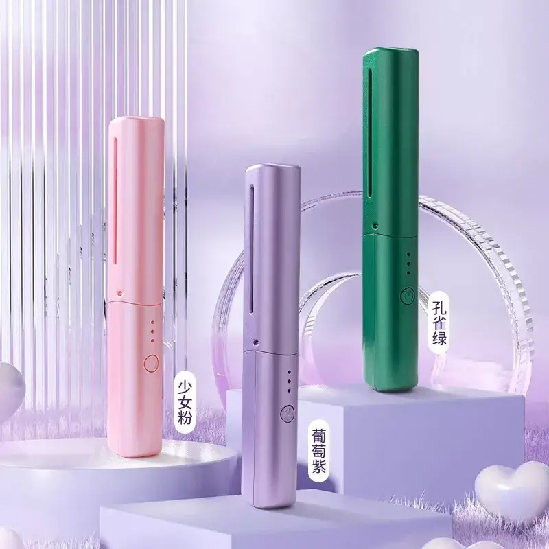 Mini Wireless Hair Straightener with Curling Rod