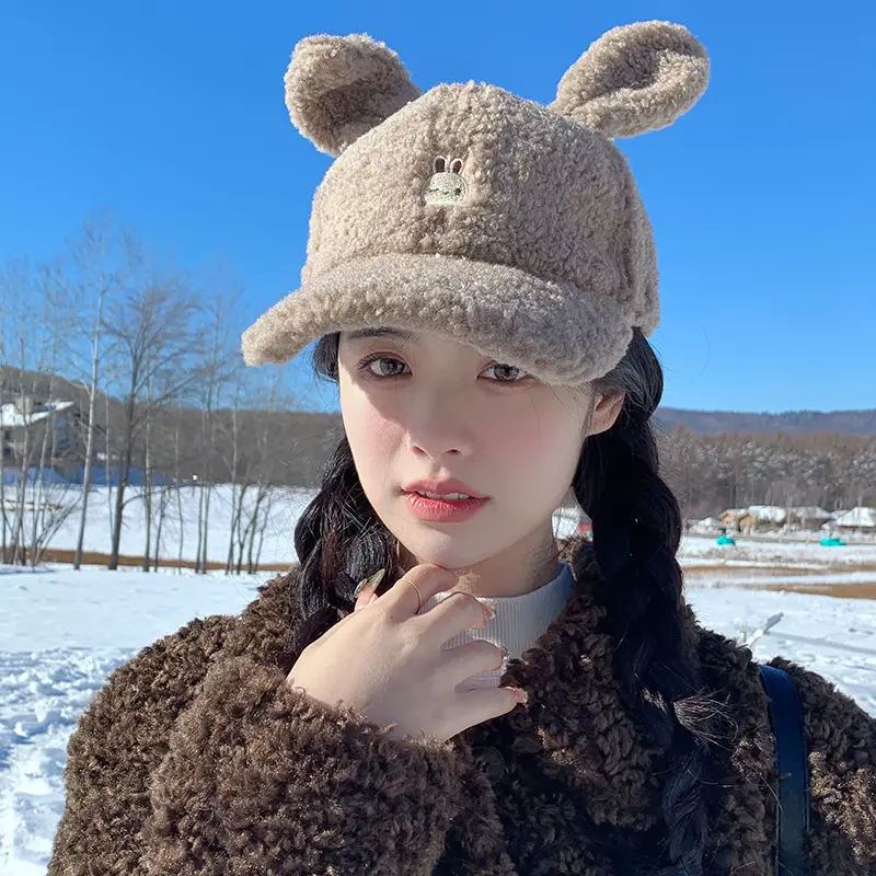 Women Winter Korean Style Peaked Cap Thickened Hat