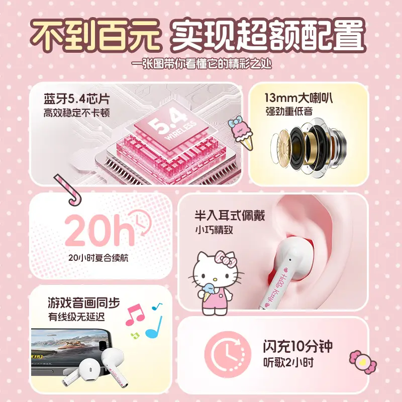 Sanrio Wireless Bluetooth Headset with Cartoon Compartment - Image 8