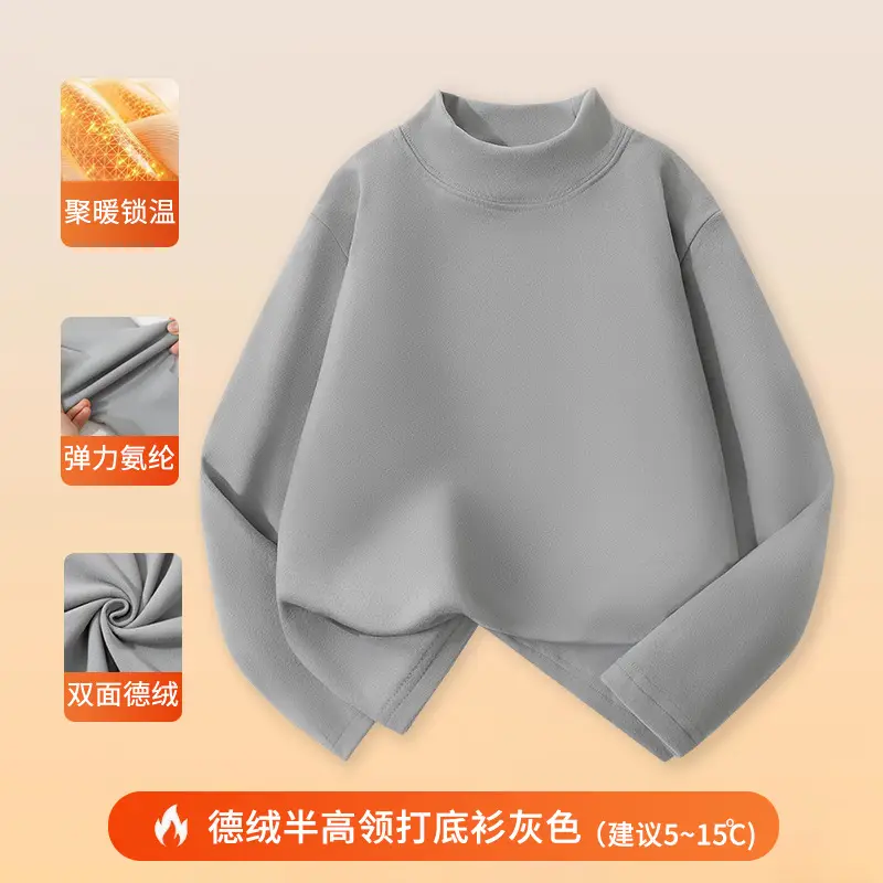 Wholesale Boys Velvet Half High Collar T-Shirt 3-16Y - Image 3