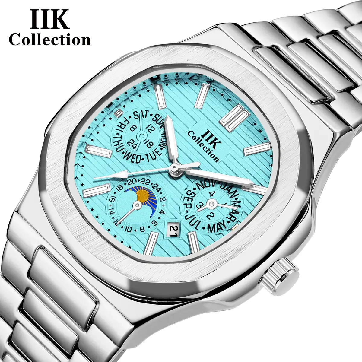 IIK Blue Quartz Men's Watch with Calendar & Waterproof - Image 9