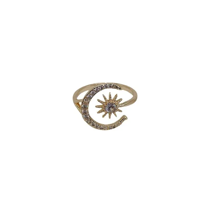 Gold Star Moon Ring with Full Diamond Setting - Image 6