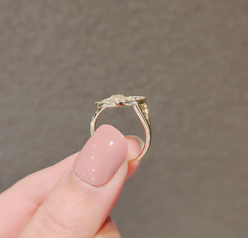 Gold Star Moon Ring with Full Diamond Setting — feature 5