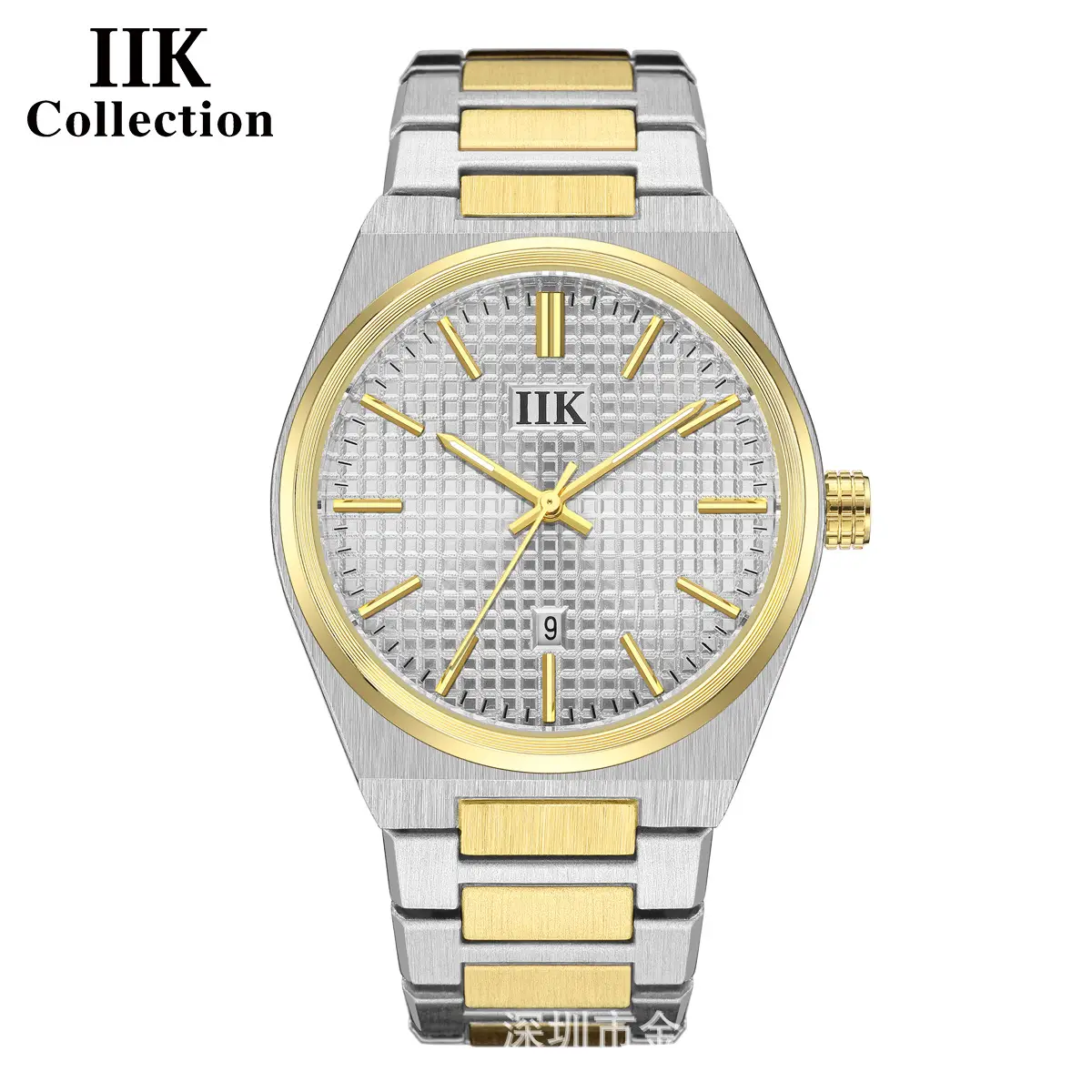 IIK Men's Luminous Quartz Watch Gold Silver Band - Image 4