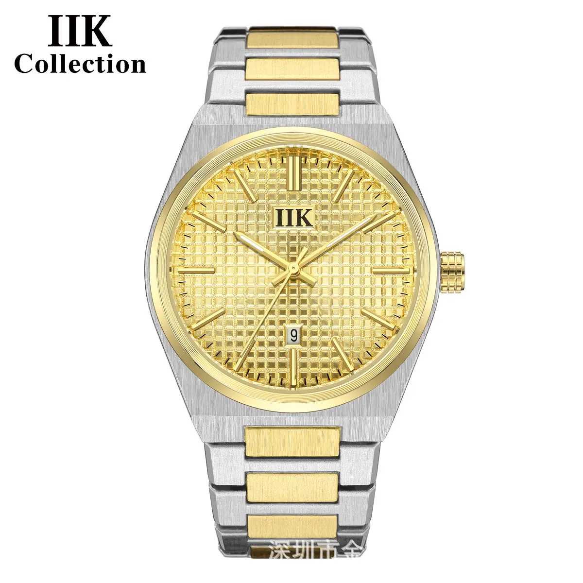 IIK Men's Luminous Quartz Watch Gold Silver Band - Image 6