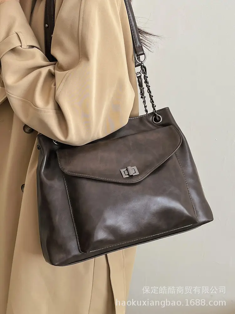 Women's Brown Leather Satchel Shoulder Bag 2024 - Image 5