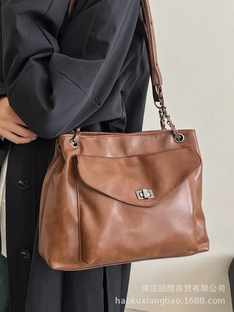 Women's Brown Leather Satchel Shoulder Bag 2024 - Image 6