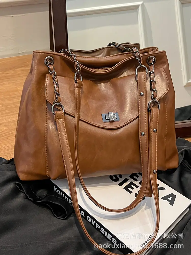 Women's Brown Leather Satchel Shoulder Bag 2024 - Image 8