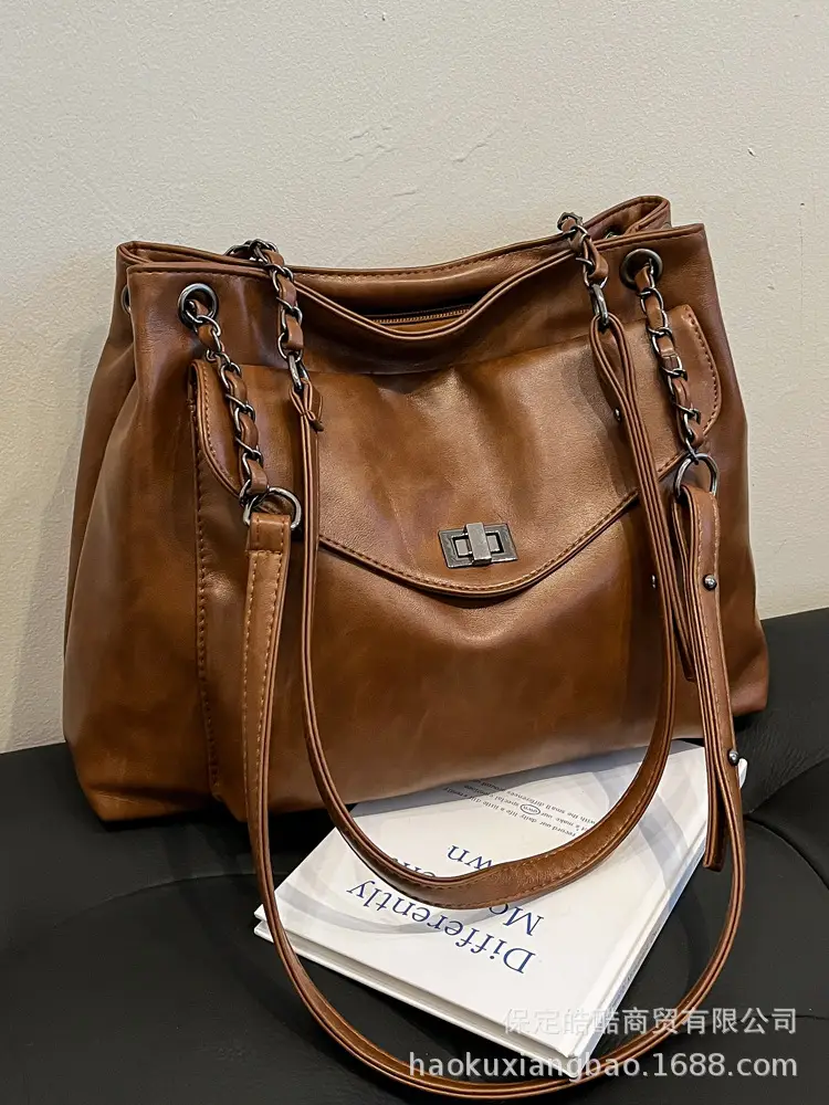 Women's Brown Leather Satchel Shoulder Bag 2024 - Image 9