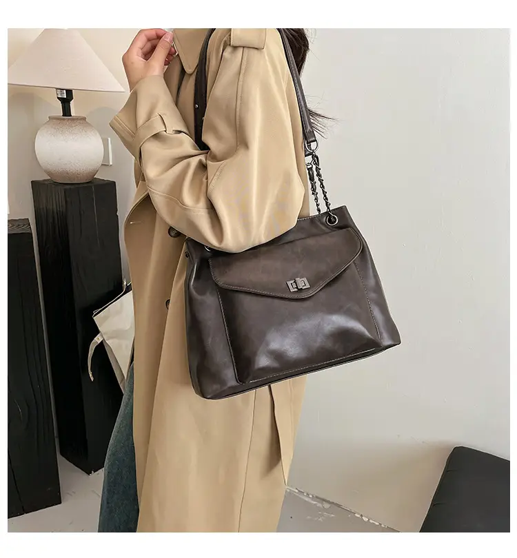 Women's Brown Leather Satchel Shoulder Bag 2024 — feature 1