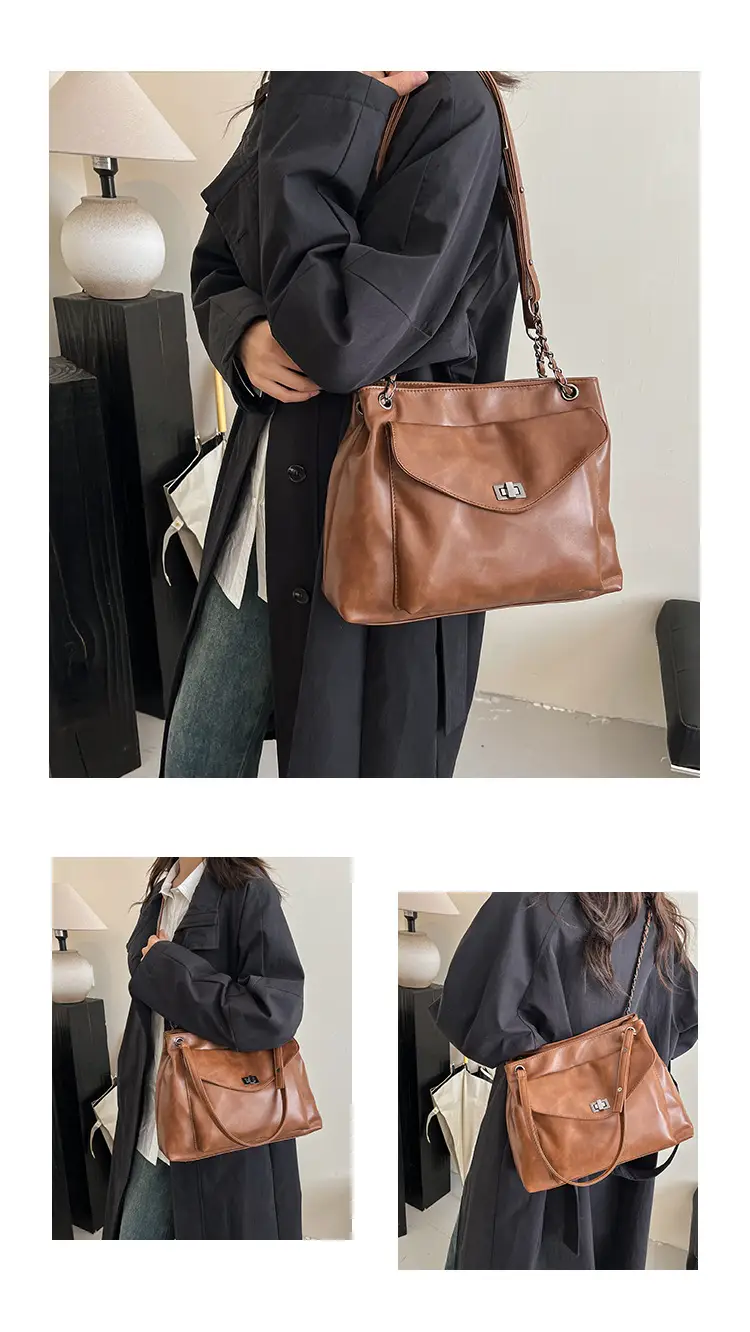 Women's Brown Leather Satchel Shoulder Bag 2024 — feature 10