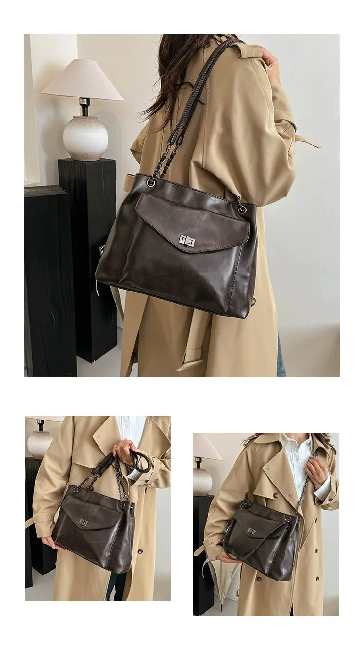 Women's Brown Leather Satchel Shoulder Bag 2024 — feature 11