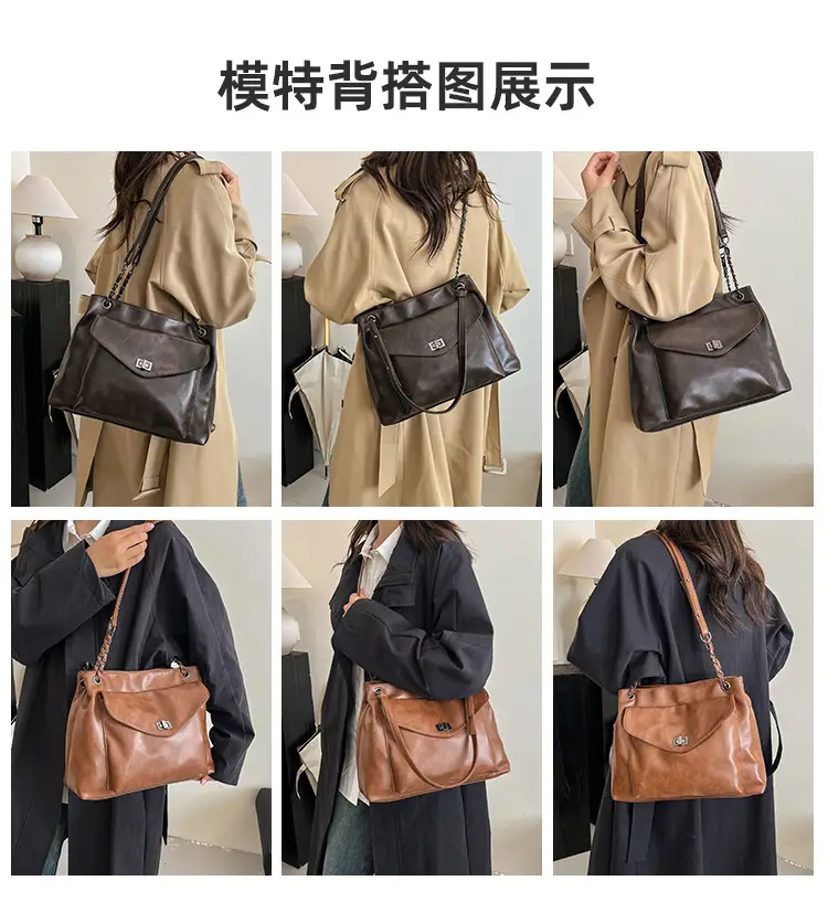 Women's Brown Leather Satchel Shoulder Bag 2024 — feature 12