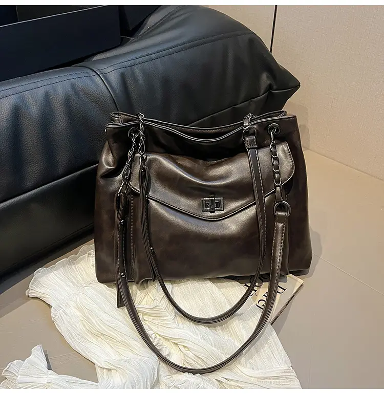 Women's Brown Leather Satchel Shoulder Bag 2024 — feature 13