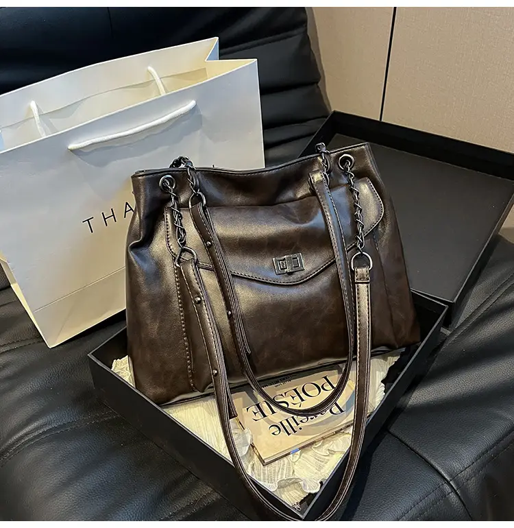Women's Brown Leather Satchel Shoulder Bag 2024 — feature 14