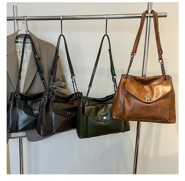 Women's Brown Leather Satchel Shoulder Bag 2024 — feature 3