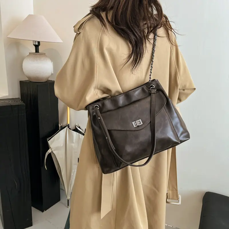 Women's Brown Leather Satchel Shoulder Bag 2024 - Image 2