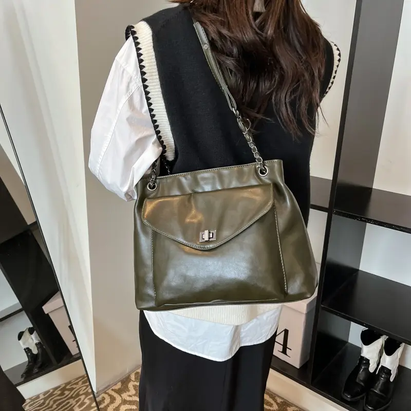 Women's Brown Leather Satchel Shoulder Bag 2024 - Image 3