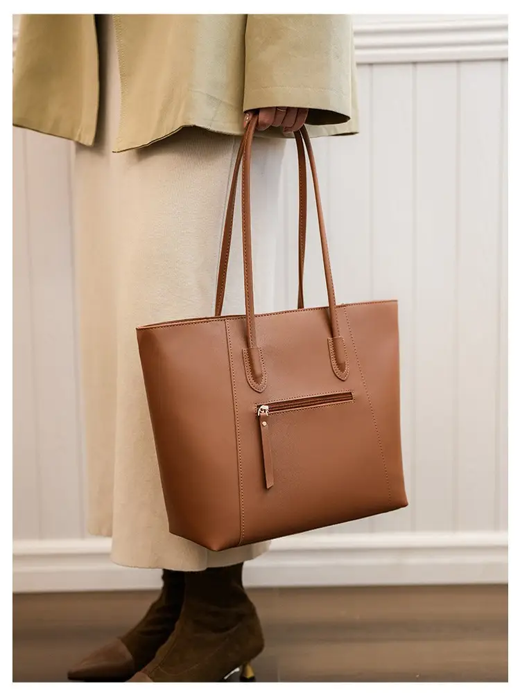 Women Large Capacity Red Leather Tote Bag - Image 7