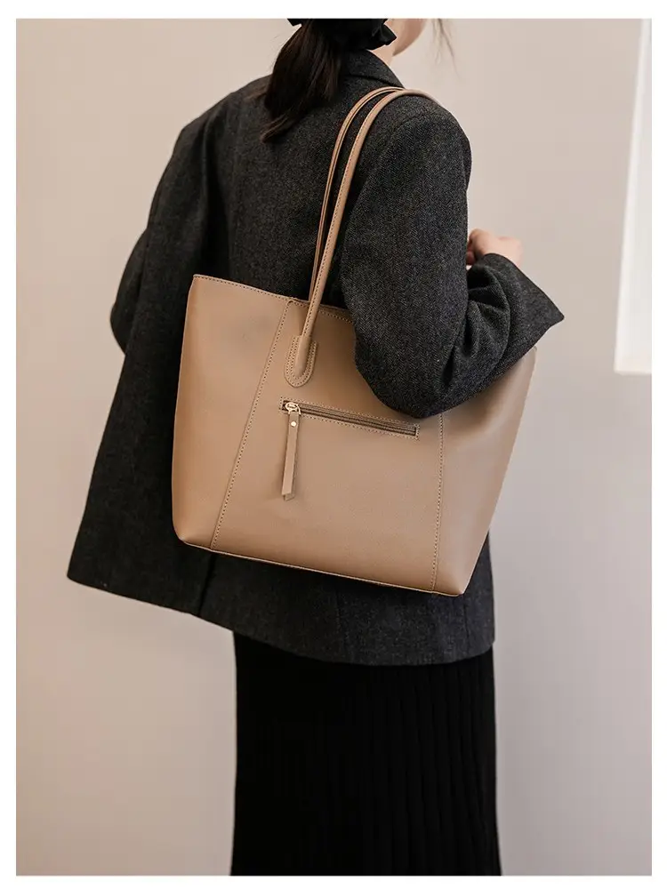 Women Large Capacity Red Leather Tote Bag - Image 8
