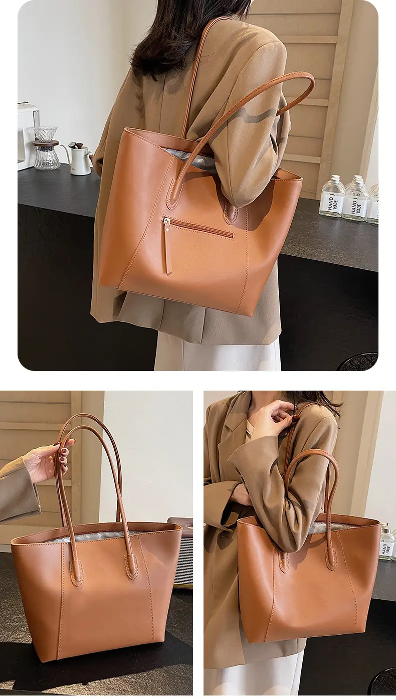 Women Large Capacity Red Leather Tote Bag — feature 14