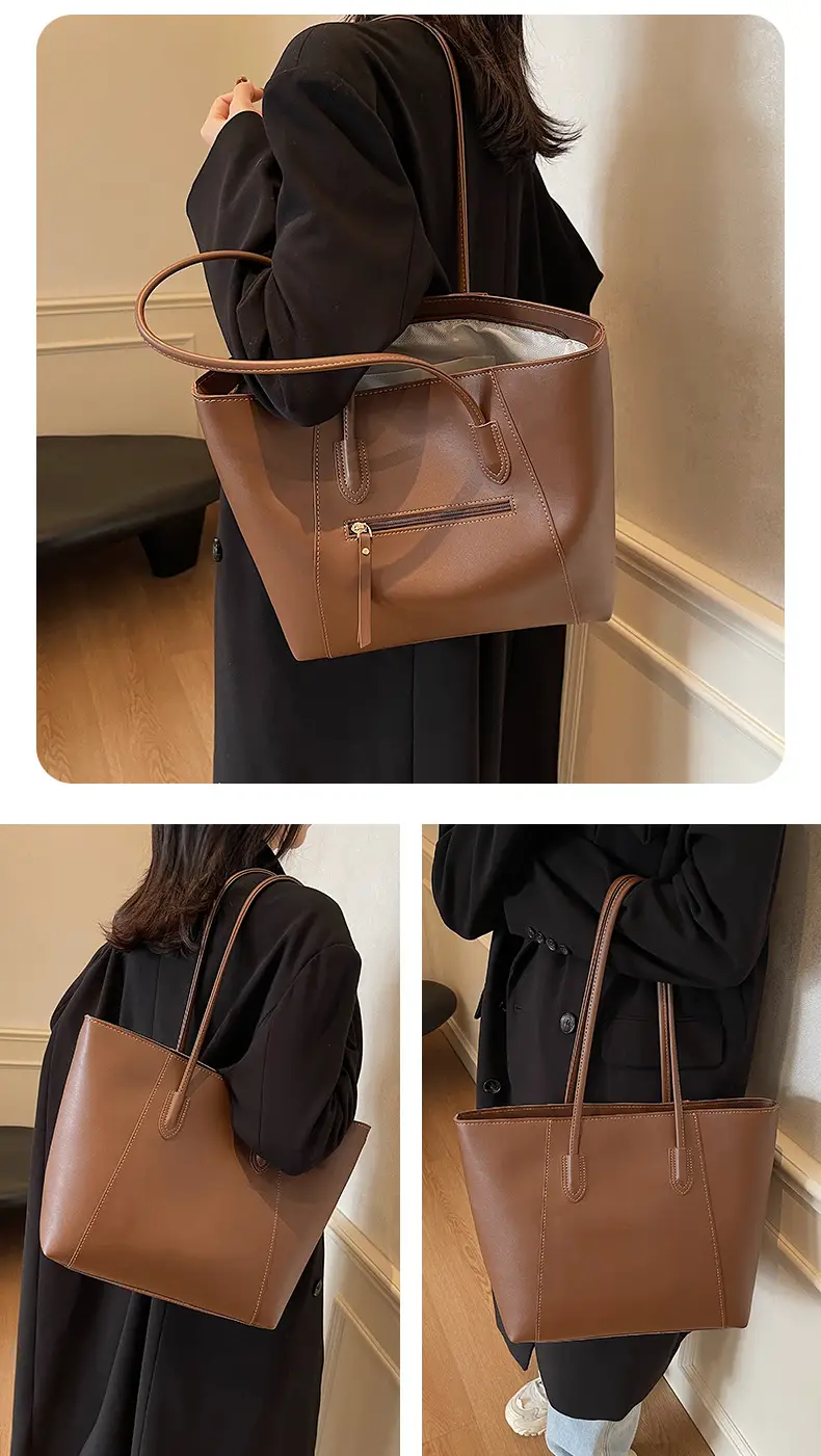 Women Large Capacity Red Leather Tote Bag — feature 16
