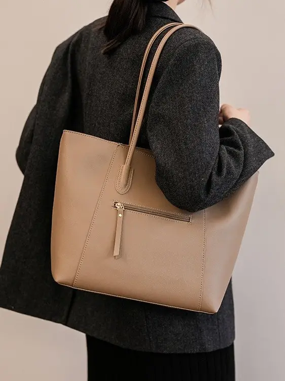 Beige Large Capacity Shoulder Bag for Women - Image 8