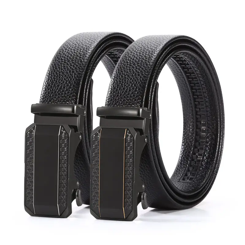 Men's Black Cowhide Belt with Automatic Buckle - Image 3