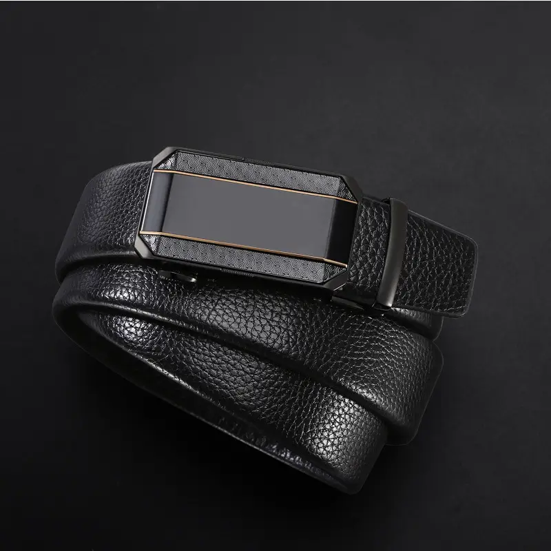 Men's Black Cowhide Belt with Automatic Buckle - Image 4