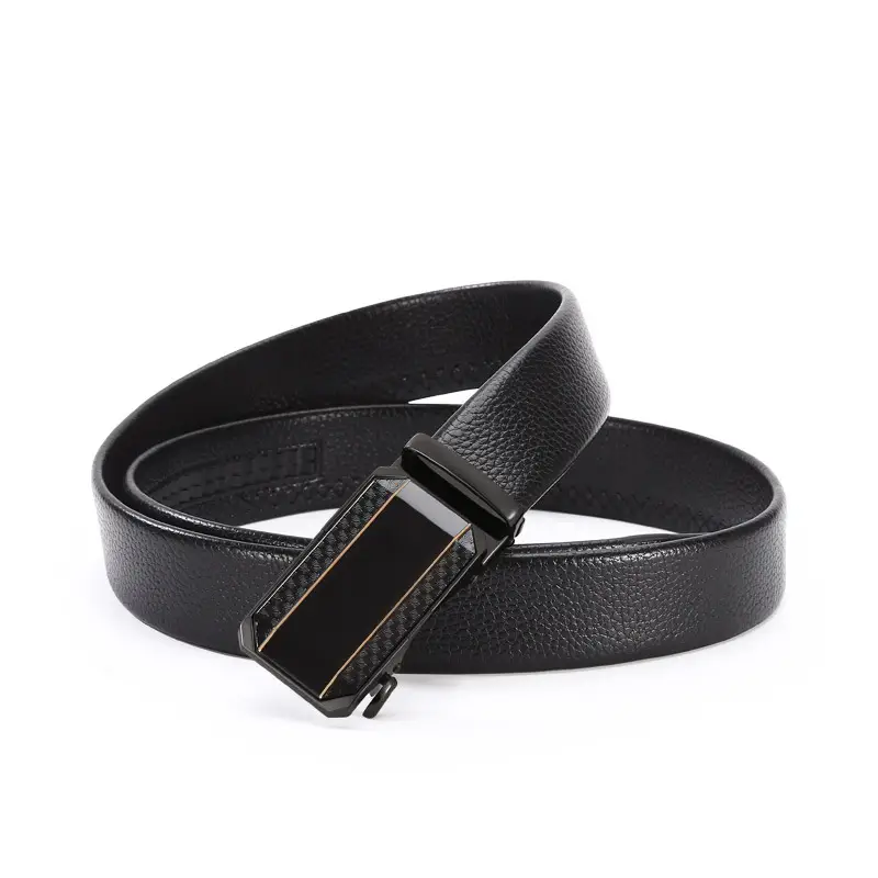 Men's Black Cowhide Belt with Automatic Buckle - Image 6