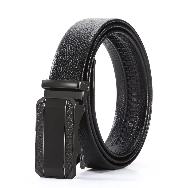 Men's Black Cowhide Belt with Automatic Buckle - Image 7