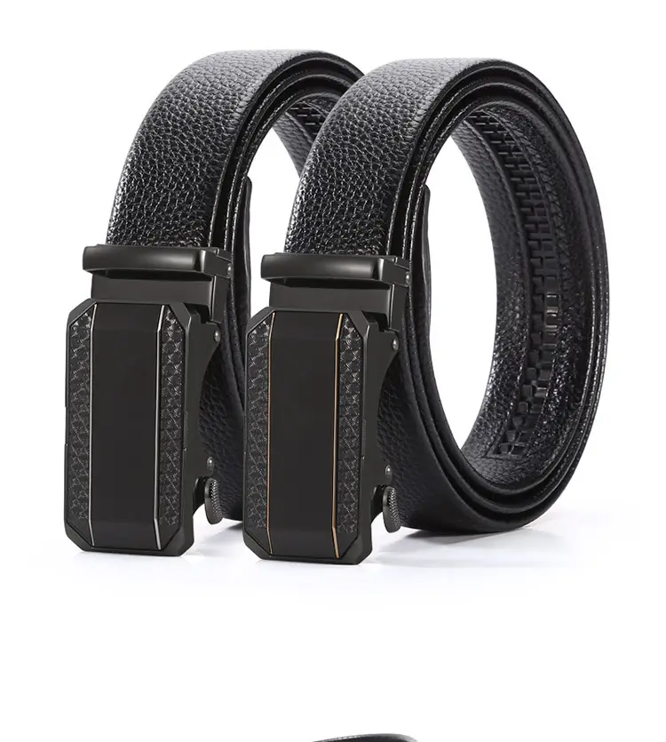Men's Black Cowhide Belt with Automatic Buckle — feature 4