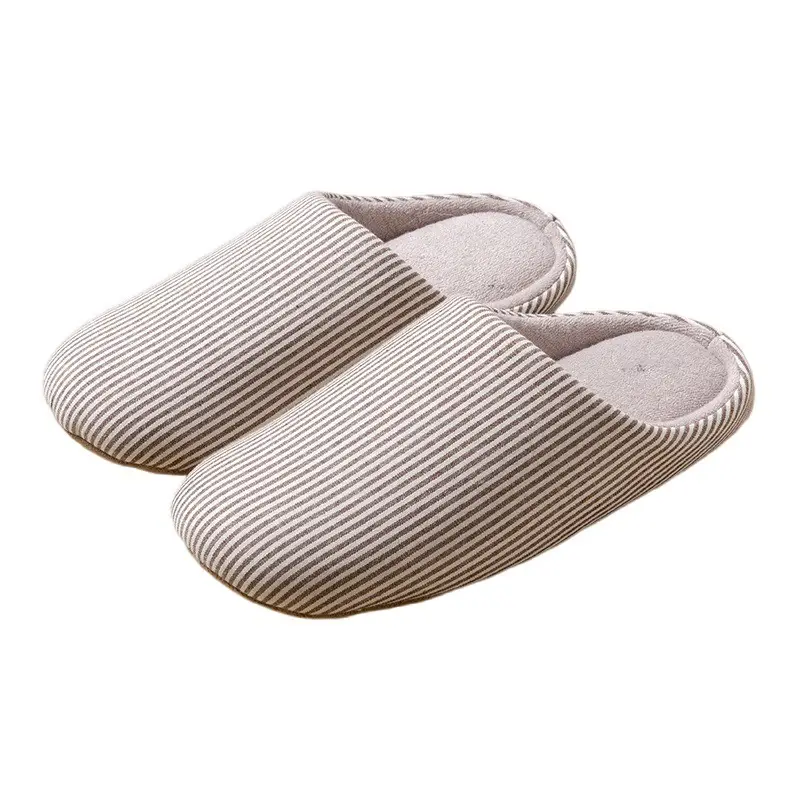 Japanese style household cotton slippers for men and women in autumn and winter home indoor mute soft bottom non-slip floor moon wool slippers