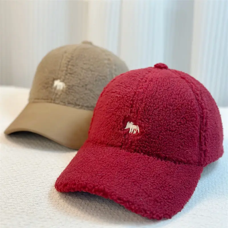 Korean Embroidered Velvet Baseball Cap Women Winter Warm