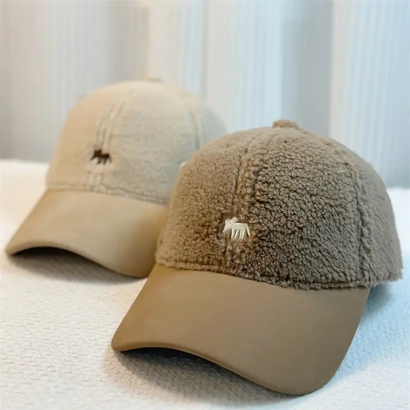Korean Embroidered Velvet Baseball Cap Women Winter Warm