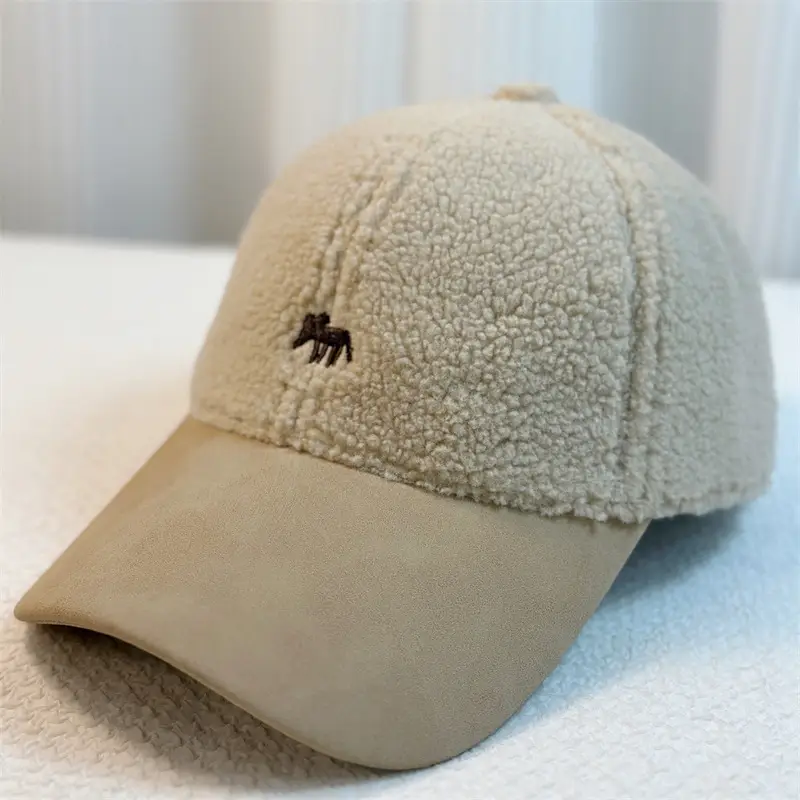 Korean Embroidered Velvet Baseball Cap Women Winter Warm