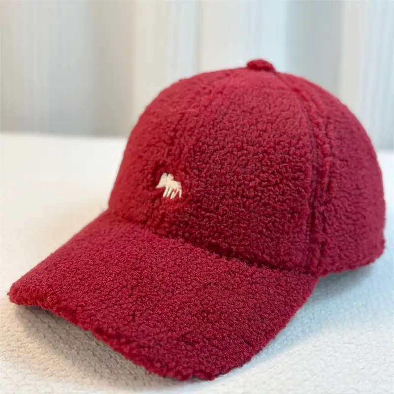 Korean Embroidered Velvet Baseball Cap Women Winter Warm