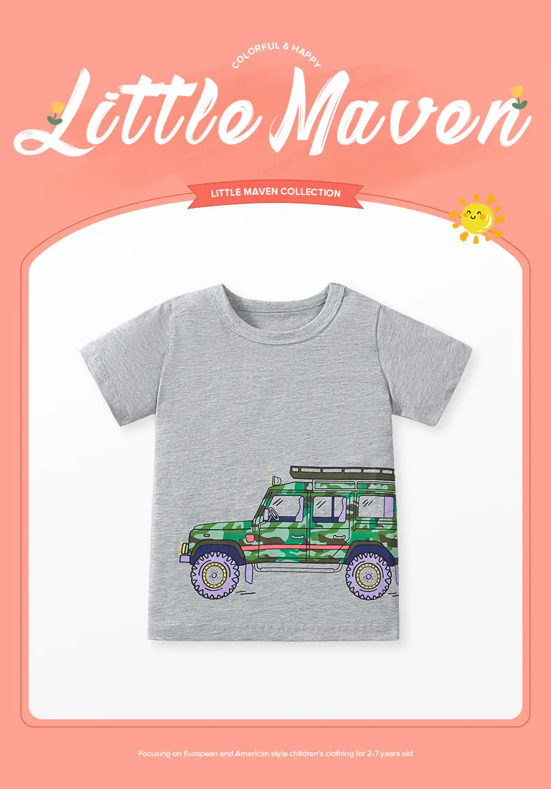 Kids Cartoon T-Shirts Set 2025 Summer Boys Green Gray Blue — feature 26