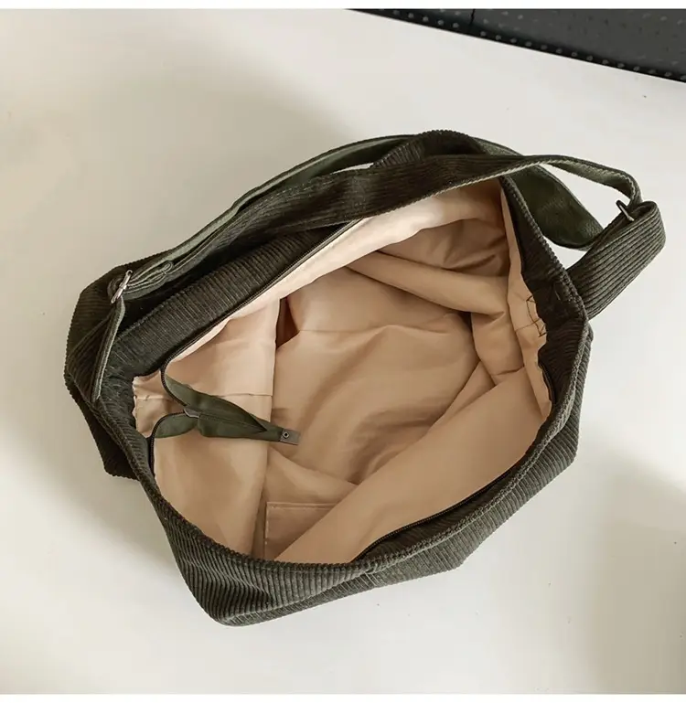 Vintage Grey Corduroy Shoulder Bag for Women — feature 33