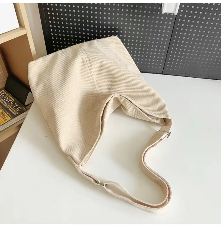 Vintage Grey Corduroy Shoulder Bag for Women — feature 37