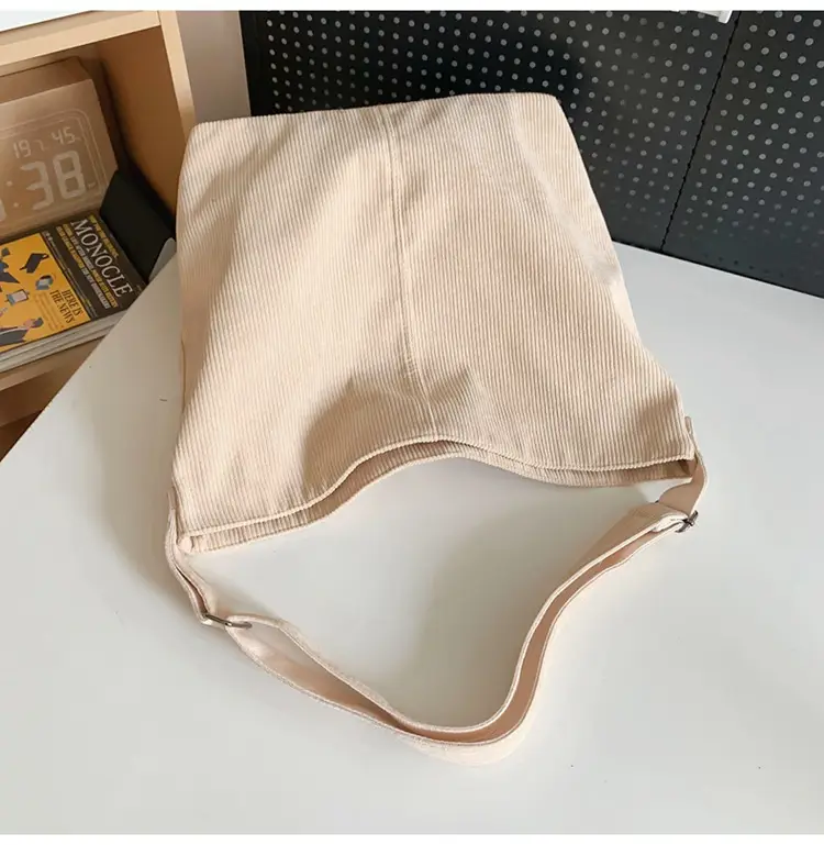 Vintage Grey Corduroy Shoulder Bag for Women — feature 41