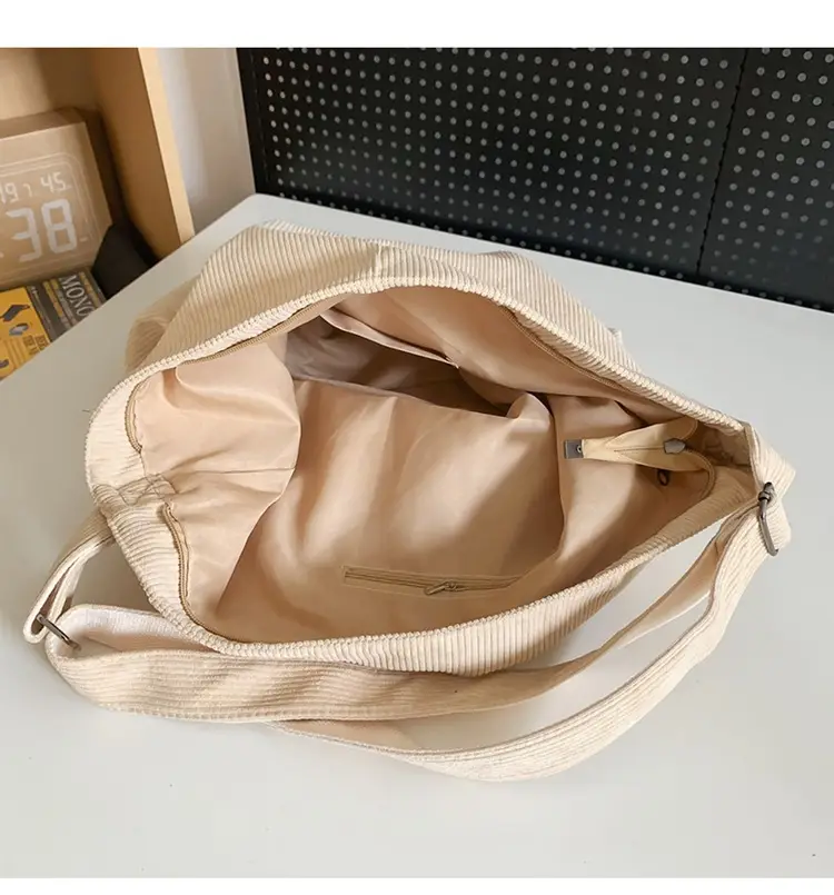 Vintage Grey Corduroy Shoulder Bag for Women — feature 43