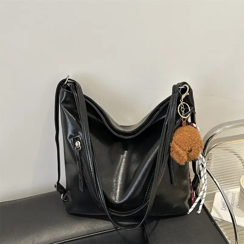 Black Leather Shoulder Bag for Women Autumn Winter - Image 8
