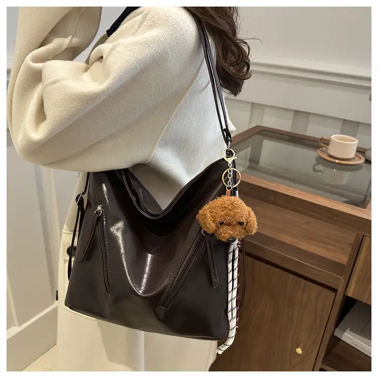 Black Leather Shoulder Bag for Women Autumn Winter — feature 12