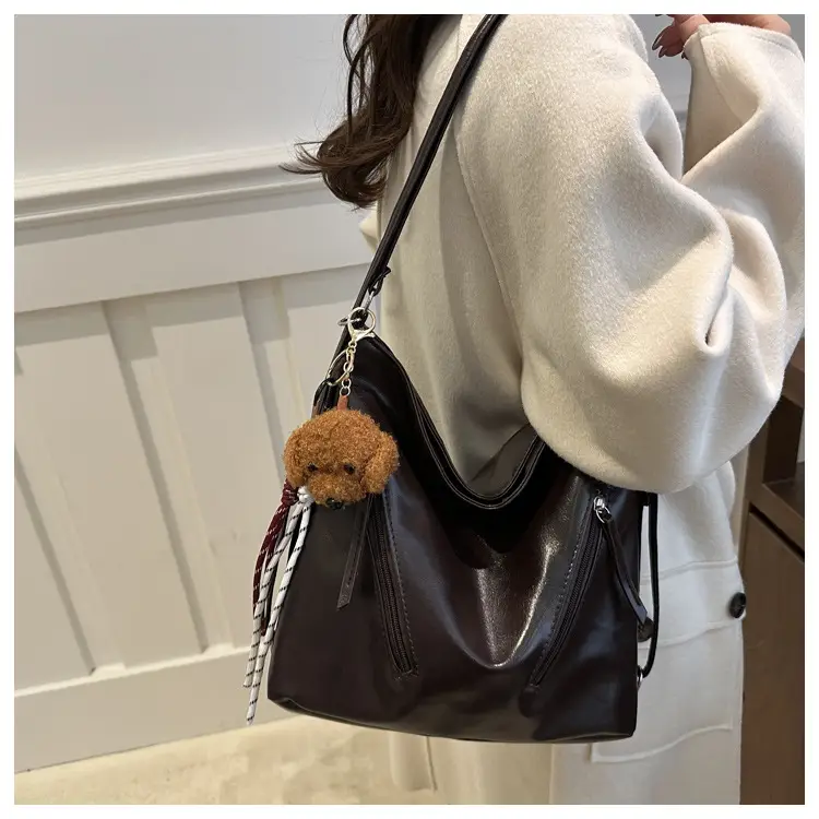 Black Leather Shoulder Bag for Women Autumn Winter — feature 13