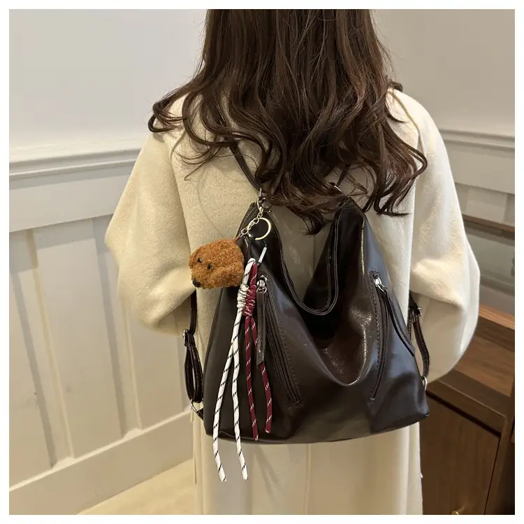 Black Leather Shoulder Bag for Women Autumn Winter — feature 14